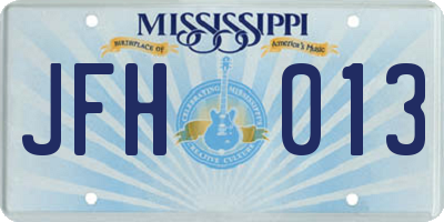 MS license plate JFH013