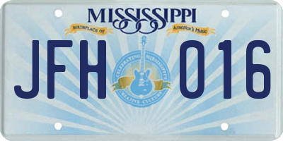 MS license plate JFH016