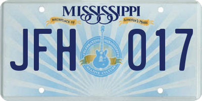MS license plate JFH017