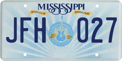 MS license plate JFH027
