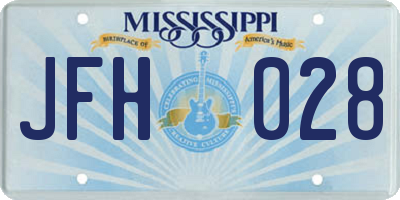 MS license plate JFH028