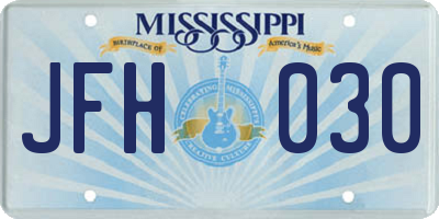MS license plate JFH030