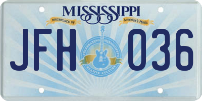 MS license plate JFH036