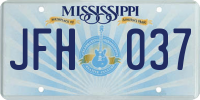 MS license plate JFH037