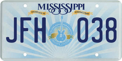 MS license plate JFH038