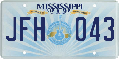 MS license plate JFH043