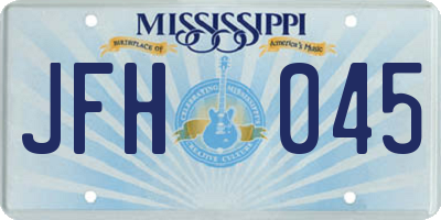 MS license plate JFH045