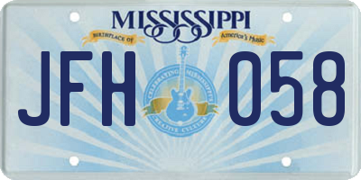 MS license plate JFH058