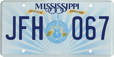 MS license plate JFH067