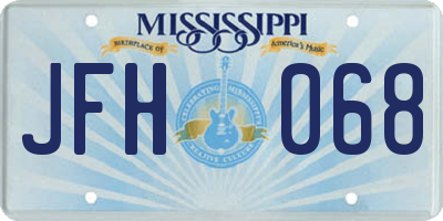 MS license plate JFH068