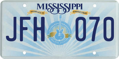 MS license plate JFH070