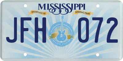 MS license plate JFH072