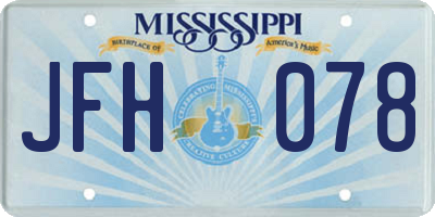 MS license plate JFH078