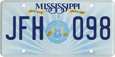MS license plate JFH098