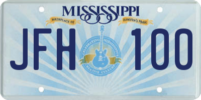 MS license plate JFH100