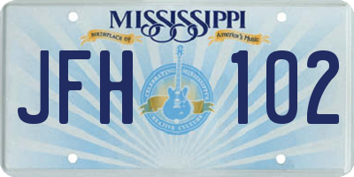 MS license plate JFH102