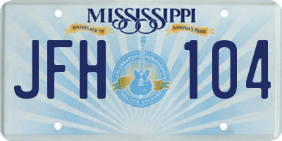 MS license plate JFH104