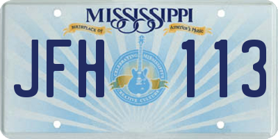 MS license plate JFH113