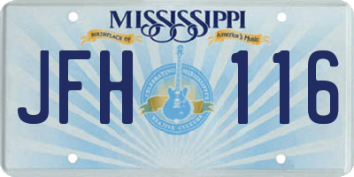 MS license plate JFH116
