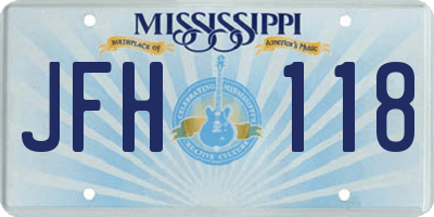 MS license plate JFH118