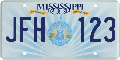 MS license plate JFH123