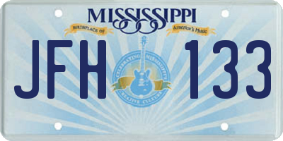 MS license plate JFH133