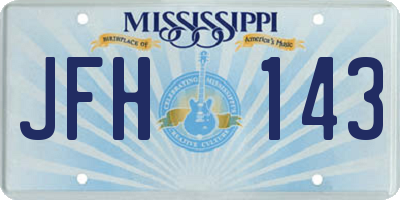 MS license plate JFH143