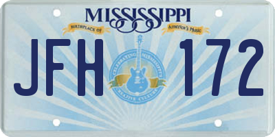 MS license plate JFH172