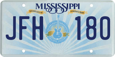 MS license plate JFH180
