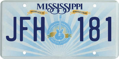 MS license plate JFH181