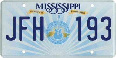 MS license plate JFH193