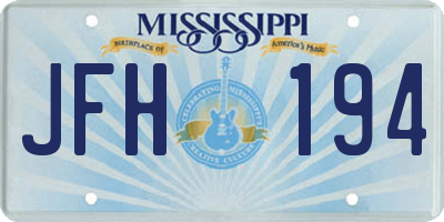 MS license plate JFH194