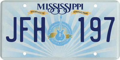 MS license plate JFH197