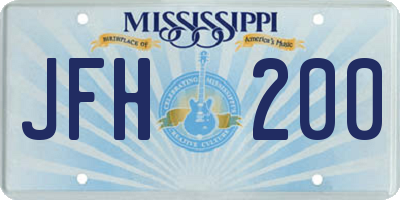 MS license plate JFH200