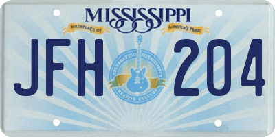 MS license plate JFH204