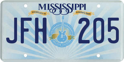 MS license plate JFH205