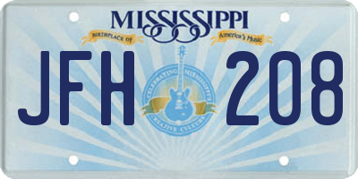 MS license plate JFH208