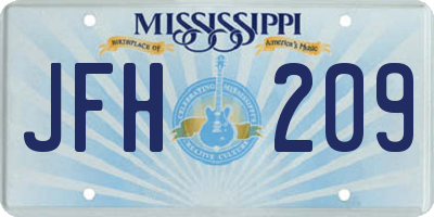 MS license plate JFH209