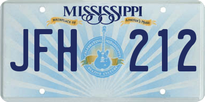 MS license plate JFH212
