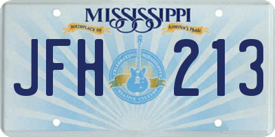MS license plate JFH213
