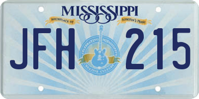 MS license plate JFH215