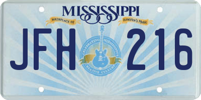 MS license plate JFH216