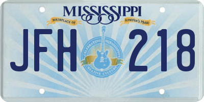 MS license plate JFH218