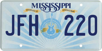 MS license plate JFH220