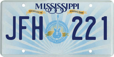 MS license plate JFH221