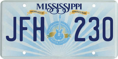 MS license plate JFH230