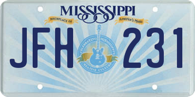 MS license plate JFH231