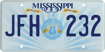 MS license plate JFH232