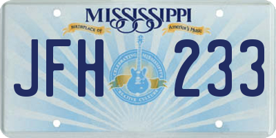 MS license plate JFH233