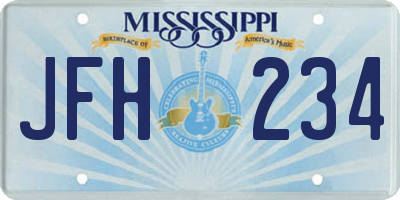 MS license plate JFH234